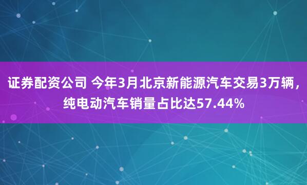 证券配资公司 今年3月北京新能源汽车交易3万辆，纯电动汽车销量占比达57.44%